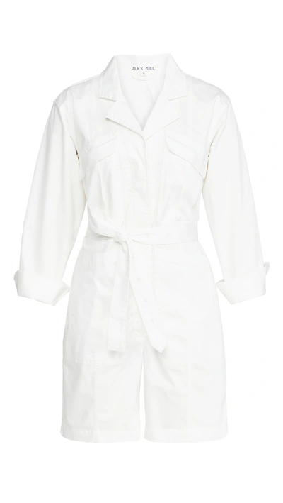 Alex Mill Expedition Belted Cotton-blend Poplin Playsuit In White