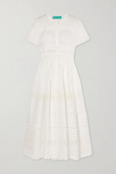 Waimari Camilla Guipure Lace-trimmed Cotton Maxi Dress In White