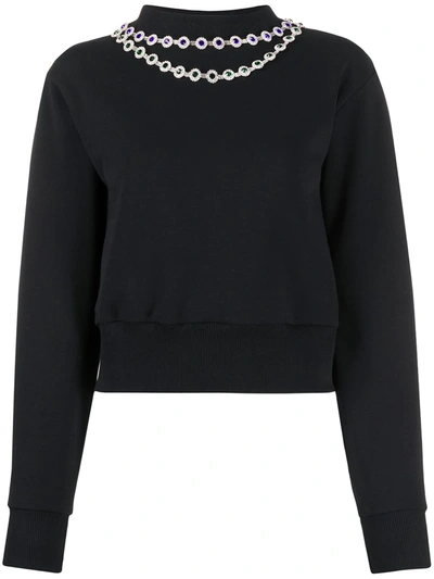 Christopher Kane Crystal-embellished Cotton-jersey Sweatshirt In Black