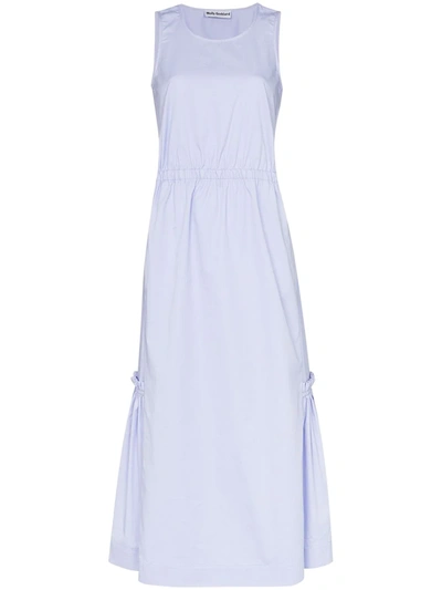 Molly Goddard Marella Open-back Ruffled Cotton Midi Dress In Blue