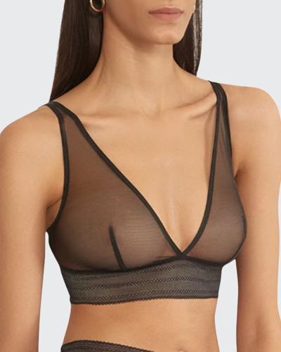 Bralette in off-white stretch tulle