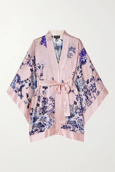 Meng Floral-print Silk-satin Robe In Pink