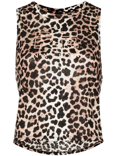 P.e Nation Bar Down Leopard Print Tank Top In Brown