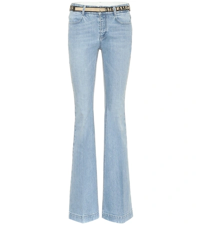 Stella Mccartney Salt & Pepper Belted Mid-rise Flared Jeans In Light Denim