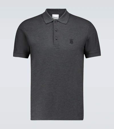 Burberry Eddie Cotton Polo Shirt In Grey