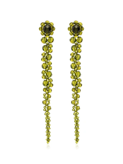 Simone Rocha Green Crystal Flower Drop Earrings