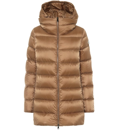 Moncler Ange Detachable Double-layer Down Coat In Light Brown