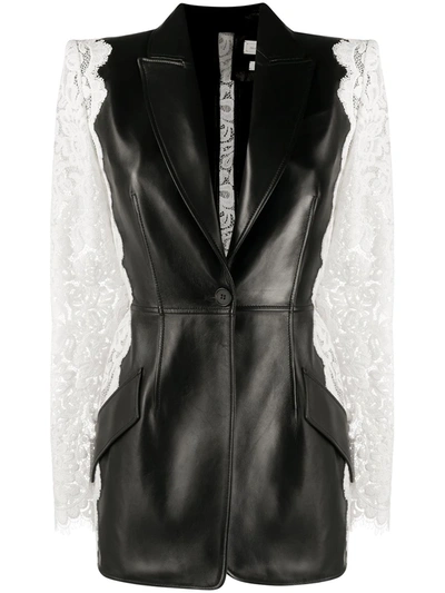 Alexander Mcqueen Lace-panelled Single-breasted Blazer In Black