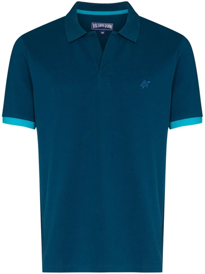 Vilebrequin Palatin Logo-embroidered Cotton Polo Shirt In Blue