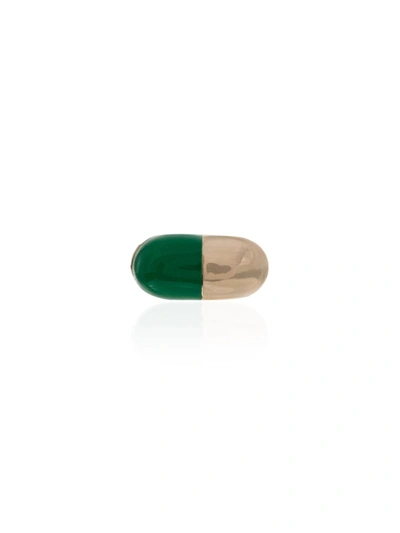 Alison Lou 14k Yellow Gold Pill Earring In Green