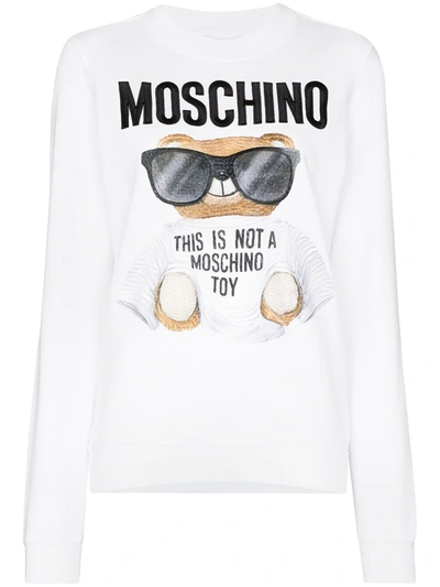 Moschino Teddy Bear Logo-print Sweatshirt In White