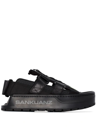 Sankuanz Black Double Strap Sandals