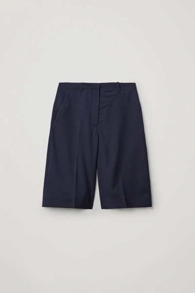 Cos Tailored Wool-mix Shorts In Blue