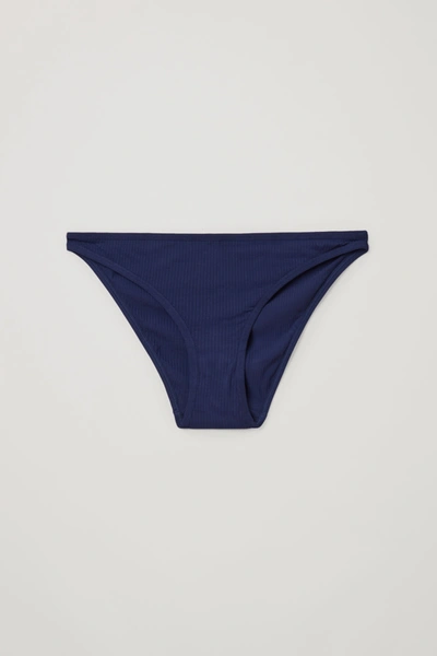 Cos Ribbed Slim-fit Briefs In Blue