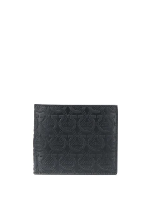 Salvatore Ferragamo Black Embossed Leather Bifold Wallet | ModeSens