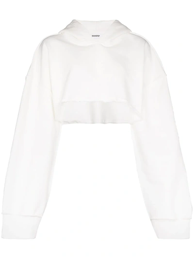 Danielle Guizio Cropped Hoodie In White