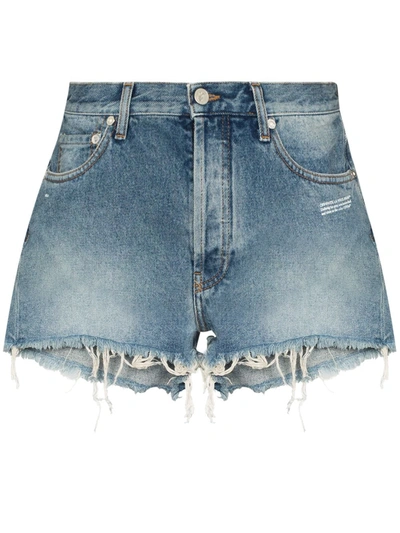 Off-white Ungesäumte Jeans-shorts In Blue