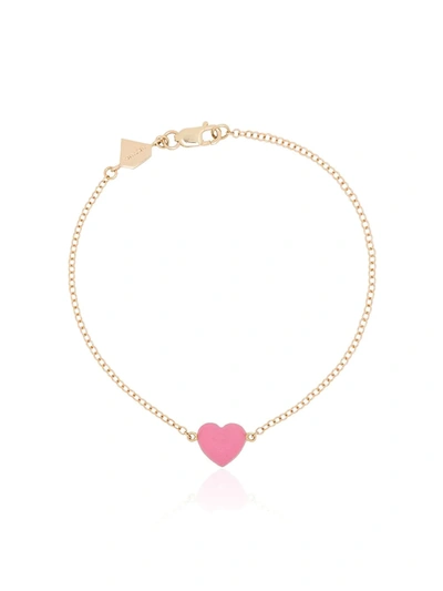 Alison Lou 14kt Yellow Gold Heart Bracelet In Pink