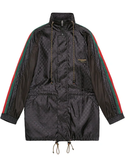 Gucci Gg Jacquard Nylon Jacket In Black
