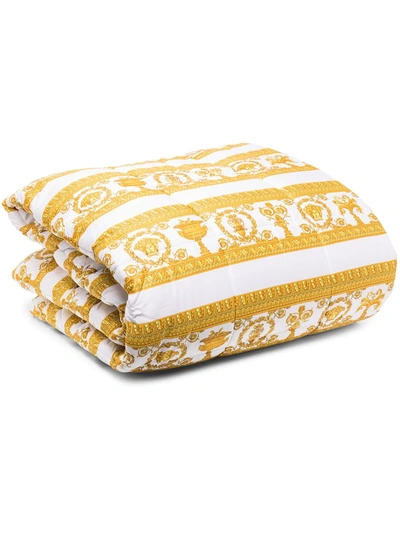 Versace White, Black And Gold Baroque Blanket