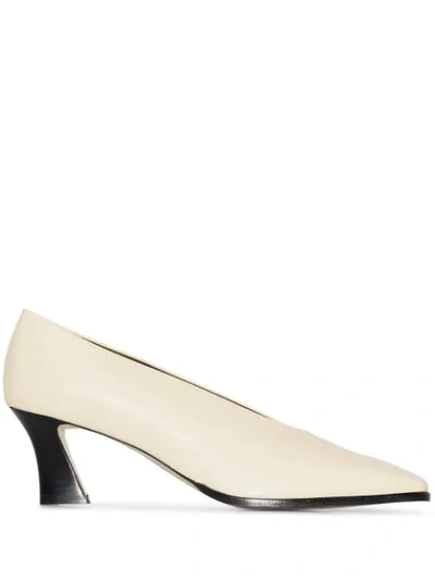 Lvir Cream 65 Square Toe Leather Pumps In Neutrals