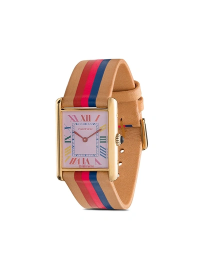 La Californienne Reworked Vintage Cartier Tank Watch In Pink