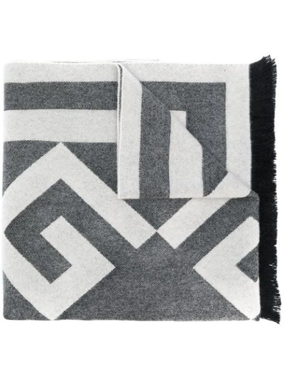 Givenchy Grey Monogram Cashmere Wool Scarf