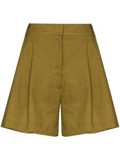 Asceno Madrid Organic Linen Shorts In Green