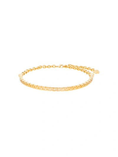 Versace Gold Tone Greca Choker Necklace