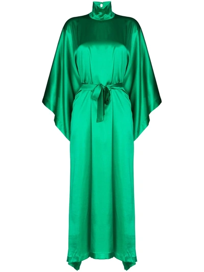 Taller Marmo Odeon High Neck Silk Dress In Green