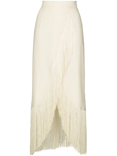 Taller Marmo El Pareo Fringe Hem Skirt In White