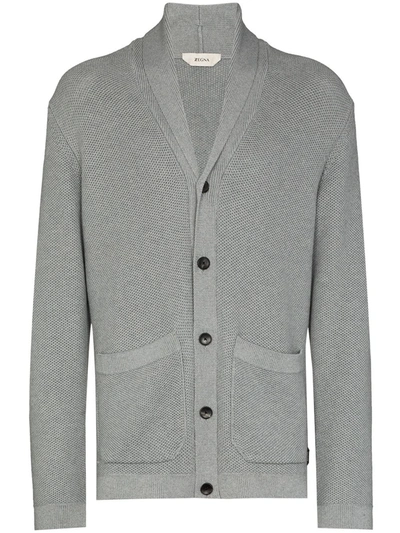 Z Zegna Shawl Collar Wool Cardigan In Grey