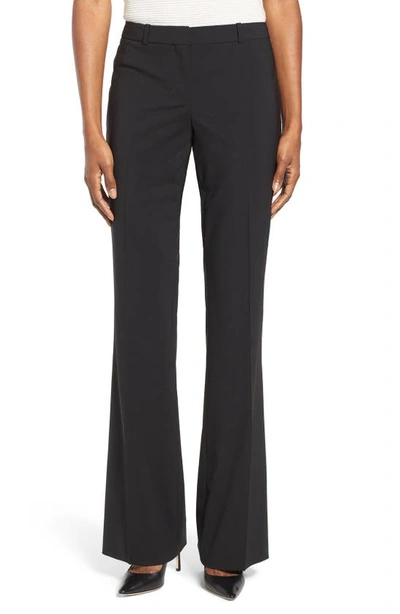 Hugo Boss Tulea Side Zip Tropical Stretch Wool Trousers In Black