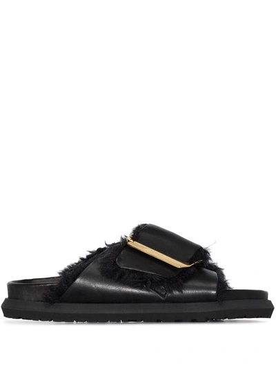 Sacai Black Buckle Leather Sandals