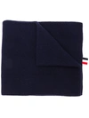 Thom Browne Navy Milano Stitch Merino Wool Scarf In Blue