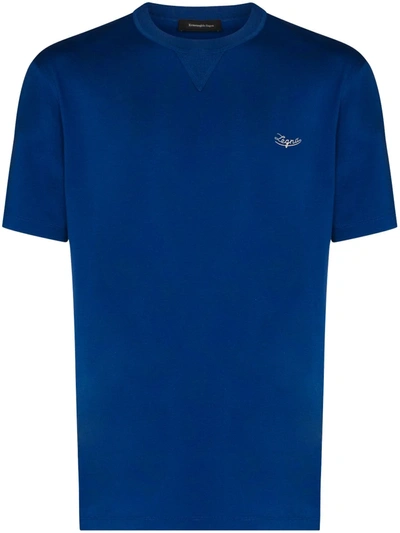 Ermenegildo Zegna Logo T-shirt In Blue