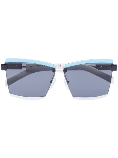 Prada Blue And White Duple Rectangular Sunglasses