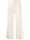 Valentino Ivory Cropped Wide-leg Wool-blend Trousers In Neutrals