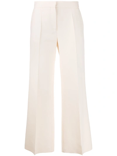 Valentino Ivory Cropped Wide-leg Wool-blend Trousers In Neutrals