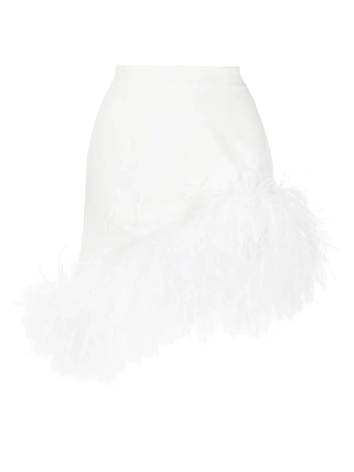 16arlington Viven White Feather-trimmed Mini Skirt - 12