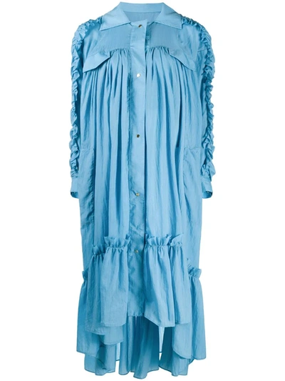 Brøgger Amanda Ruffle-trimmed Taffeta Midi Dress In Blue