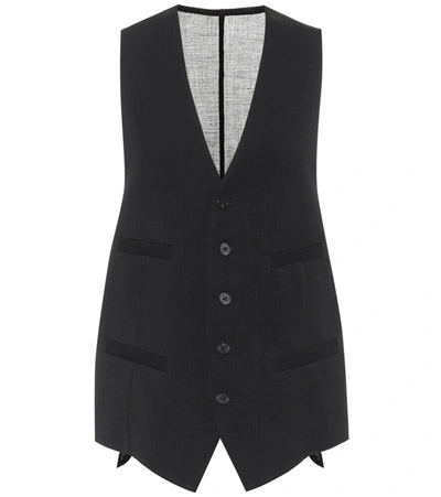 Ann Demeulemeester Sheer Panel Virgin-wool Twill Waistcoat In Black