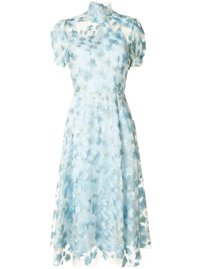 Macgraw Porcelain Floral Embroidered Dress In Blue