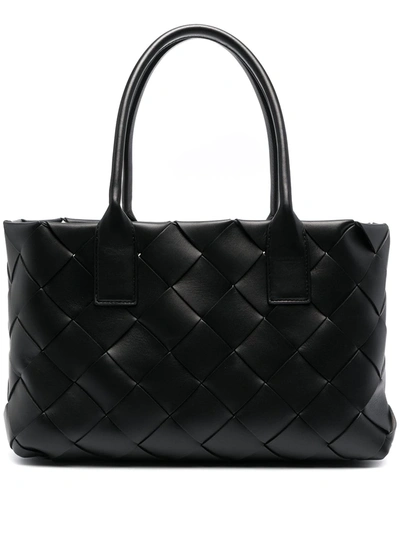 Bottega Veneta Leather Maxi Cabat Tote Bag In Black