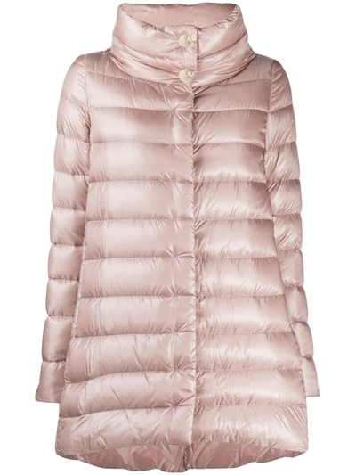 Herno Amelia Stand Collar Down Coat In Pink