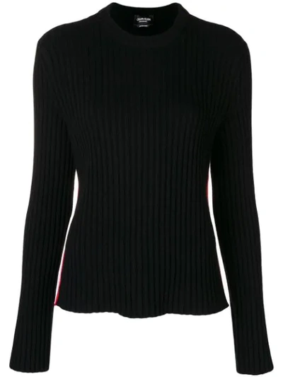 Calvin Klein 205w39nyc Side Stripe Wool Blend Sweater In Black
