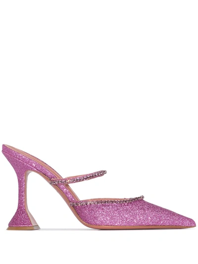 Amina Muaddi Gilda 95mm Crystal-embellished Mules In Pink