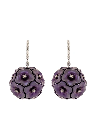 Saboo Fine Jewels Purple Titanuim And Diamond Flower Earrings - Atterley In Whtgld