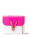 Versace Virtus Colour-block Leather Clutch In Fuchsia/white