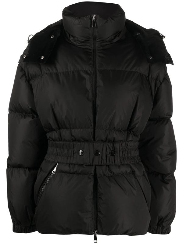 moncler belted quilted shell down jacket